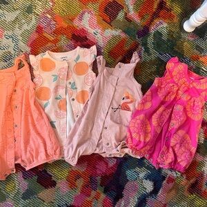 Carter's Colorful Baby Rompers Set - Pink and Orange